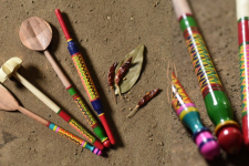 Rasoi | Handmade Wooden Lacquer Ladles from Kutch { Set of Four } - 7